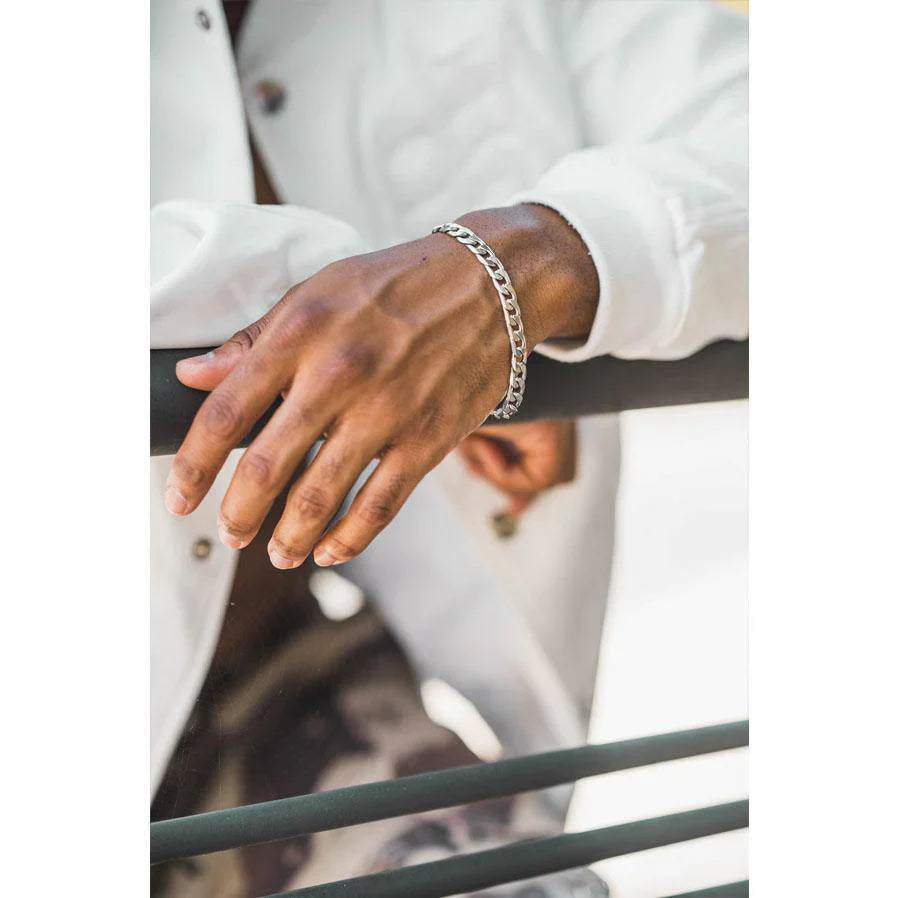 Cuban Style Silver Bracelet