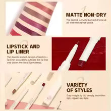 Waterproof 2-in-1 lipstick and lip liner