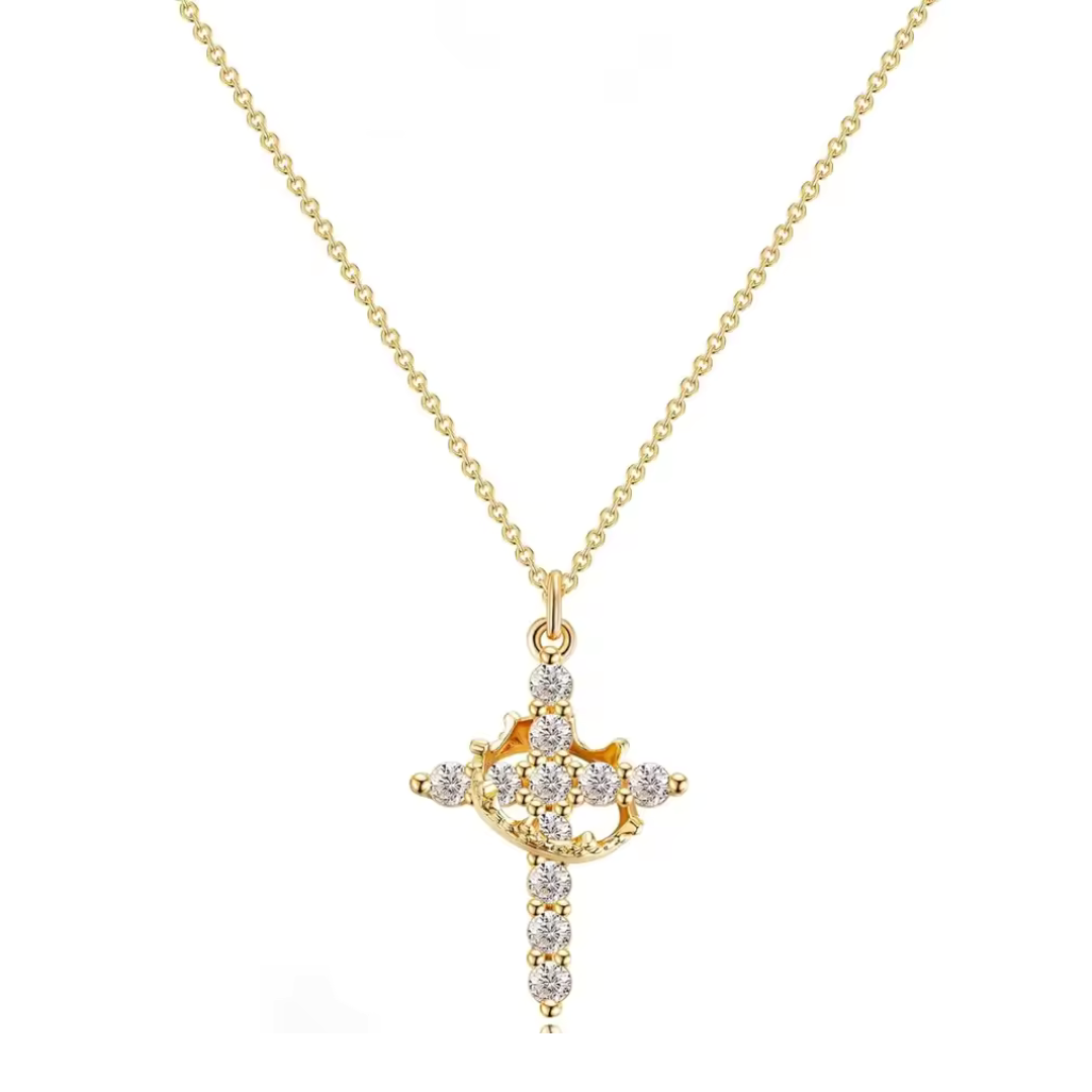 Cross and Crown Necklace
